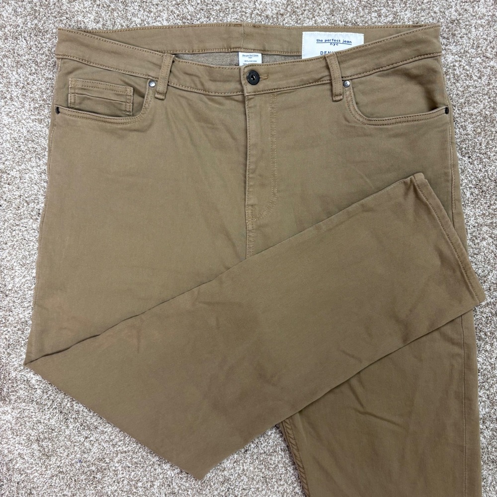 The Perfect Jean NYC Denkhaki Pants Mens 40x30 Tan Slim Thick Stretch Chinos